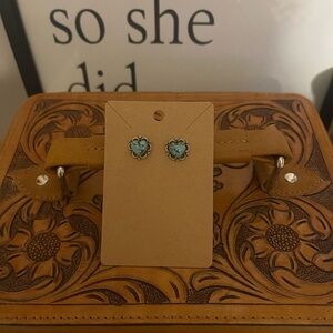 Sterling Silver Turquoise Heart Stud Earrings
